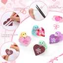 Jerify 12 Pcs 2 Inch Valentines Rubber Ducks Bulk with Gift Cards Mini Heart Rubber Duckies Bath Toys Valentine's Day Gift for Kids Classroom Favors Prizes Exchange (Macarons)
