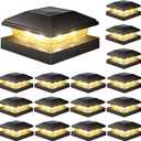 VOLISUN 4x4 Solar Fence - Post Cap Lights 16pack Outdoor Waterproof, Black Deck Post Cap Light with Warm White,for 4x4 Wooden/4x4 Vinyl