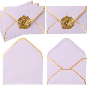 100 Pieces Mini Gift Card Envelopes with Stickers, Violet, 4x2.7 Inches