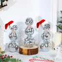 Thyle 3 Pcs Christmas Disco Ball Decor, Snowman Shaped Aesthetic Glitter Mirror Ornament Disco Ball Snowman Statues Room Table Decor for Art Christmas Home Decorations