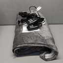 LaffyLo Electric Heated Blanket King Size 90 x 100, Dual Control, Fast Heating Blanket, Dual-Sided Flannel Sherpa, 10 Heat Settings, 1-12 Hour Auto Off, Machine Washable, Light Grey