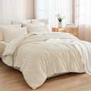 Andency Beige Super King Plus Size Comforter Set with Sheets - 7 Pieces Bed in a Bag Boho Tufted Bedding Sets Fluffy Lightweight Oversized King Bed Set with Comforter, Sheets, Pillowcases & Shams