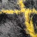 7x9 Area Rugs for Living Room Bedroom, Fluffy Black and Gold Geometric Rug
