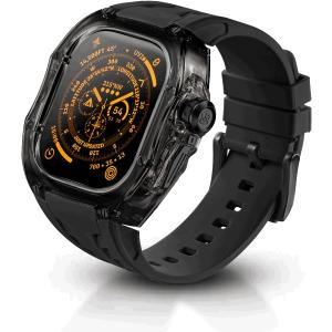 Rugged Case with Band for Apple Watch Ultra 3/2/1 49mm, Translucent Heavy Duty Case with Military Sport Strap for Men, Tactical Grade Shockproof Bumper Cover for iWatch, B-BR