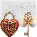 Vintage Key Polymer Clay Molds Vintage Key Heart Lock Silicone Mold for DIY Craft Resin Casting Molds DIY Crafts Air Dry Polymer Clay Tools Jewelry Making