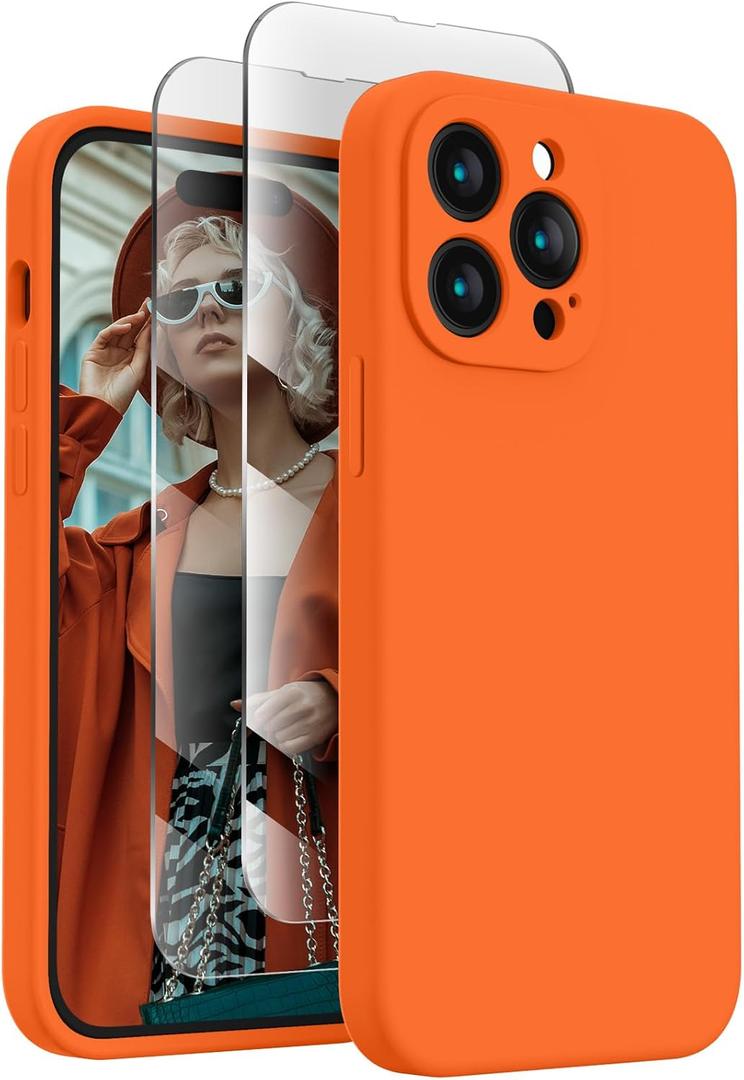 FireNova Designed for iPhone 14 Pro Max Case, Silicone Upgraded [Camera Protection] Case, Soft Anti-Scratch Microfiber Lining Inside, 6.7 inch, Neon Orange
