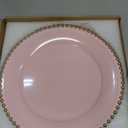 Pink Beaded Charger Plates, 13 Inch Plastic Round Chargers for Dinner Plates, Party, Wedding, Birthday.Set of 6