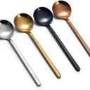 7 Pcs Coffee Spoons Teaspoons 5.3-Inch Matte Frosted Handle Stainless Steel Espresso Spoons for Coffee Ice Cream Sugar Dessert Cake Soup (Multicolor)