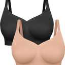 FeelinGirl Bralettes for Women with Support Comfortable Bras No Underwire Seamless Everyday Bras (X-Large, Black/Nude)