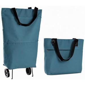 Large 2-in-1 Folding Shopping Cart & Tote, Adjustable Strap, 90lbs Load