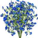 MEIVINES Artificial Flowers 8PCS Silk Flowers with Long Stems, Fake Flowers Bulk Fake Babys Breath, Royal Blue Flowers for Tall Vase Outdoor Garden Wedding Party Home Table Centerpiece