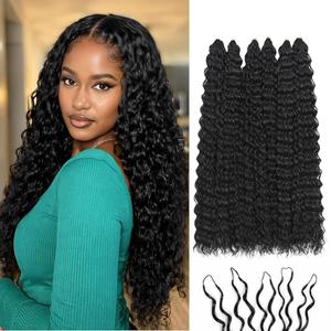 Miracle Feather Crochet Hair for Black Women Deep Wave 20" 150 Strands 1B | Advanced Synthetic Fiber, Pre-separated Hand-Tied Knotless Strands, Beginner & Budget Friendly, Soft Cotton Wire, Glue-Free