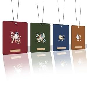 Forest Charger 4PCS Bird Car Air Freshener, Hanging Freshener for Car & Home, Decorative Closet & Drawer Sachet, Elegant Bird Design - Long-Lasting Scent