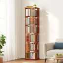 SpaceAid 6 Tier Rotating Bookshelf Tower, Bamboo Spinning Book Shelf, Revolving 360 Bookcase Storage Swivel Round Carousel, Vertical Rotate Turning Spiral Corner Organizer (6-Tier Walnut)