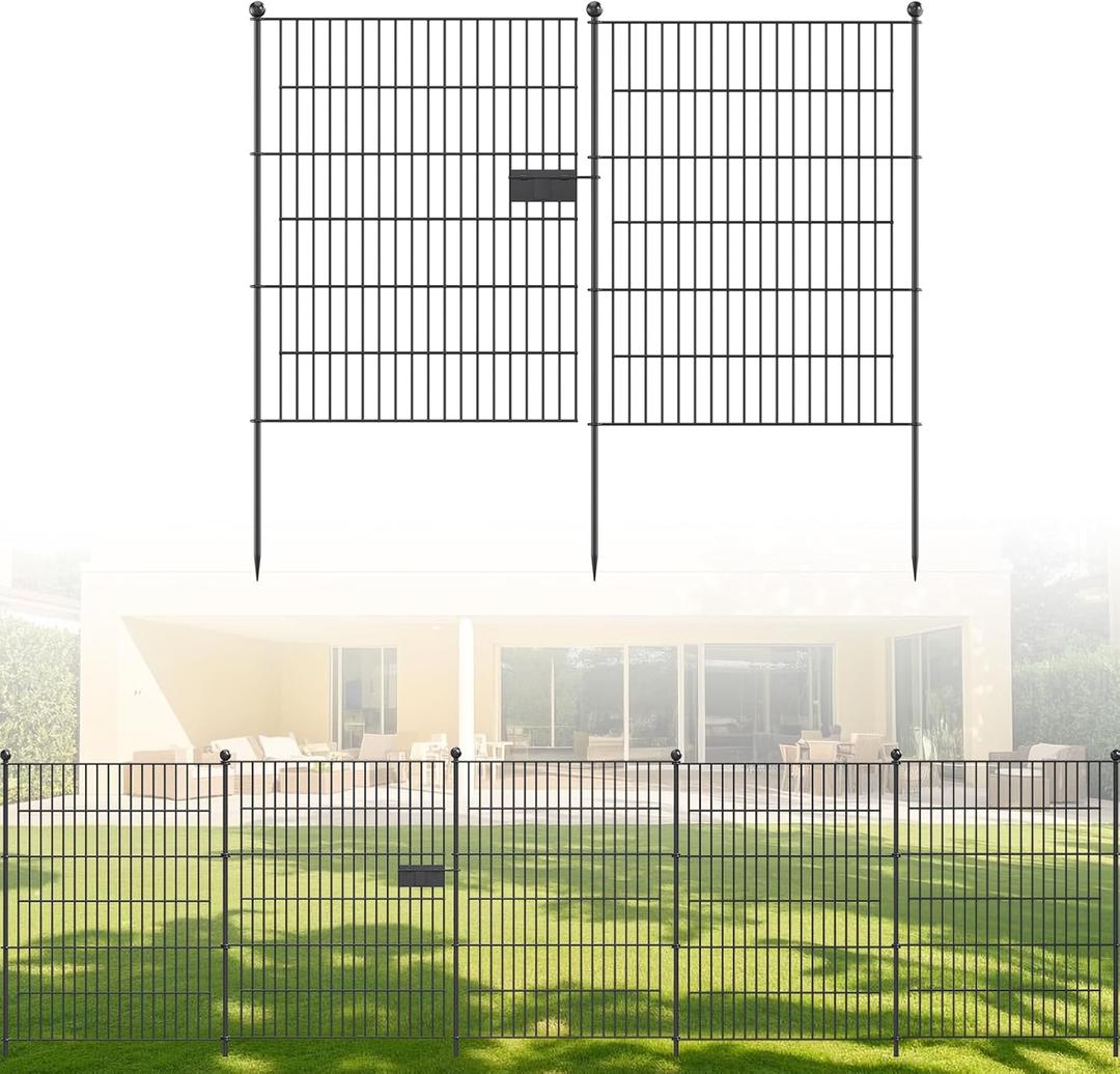 No Dig Fence Gate Tall Dog Fence Outdoor for Yard Garden Fencing, Fence Panels for Dog Animal Barrier, Arched Flower Bed Edging Ornamental Wire Border (5 Panels - 36 in(H) X 10 ft(L) - with Gate)