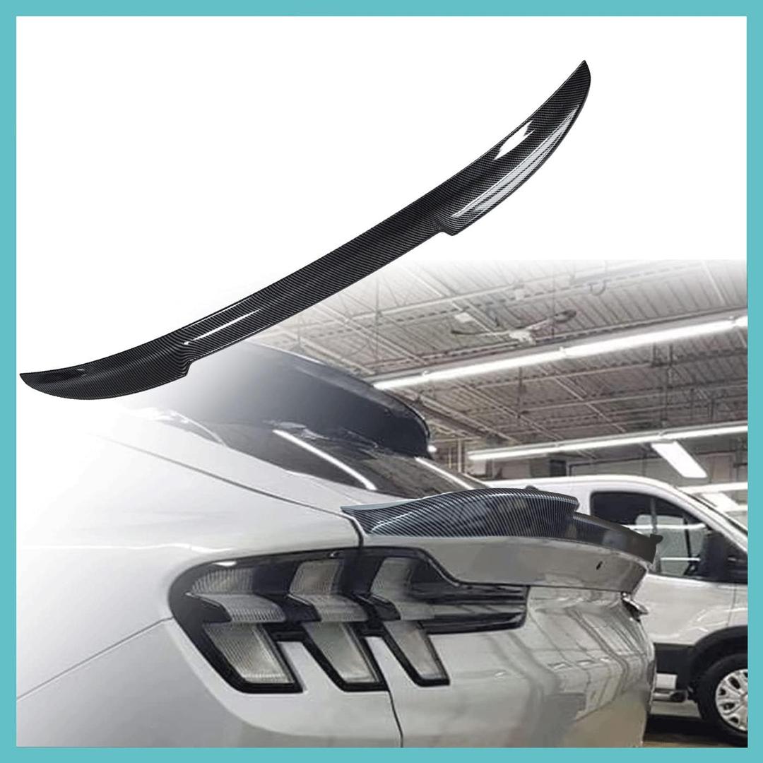 AOSKonology Rear Spoiler Trunk Spoiler Wing Compatible with Mustang Mach E 2026 2025 2024 2023 2022 2021 Exterior Accessories (V2 Carbon Fiber)