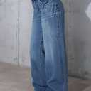 Women Baggy Jeans High Waisted Loose Fit Vintage Oversized Wide Leg Long Denim Pants Trousers (Blue)