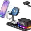 Qi2.2 25W Magnetic Charging Station for Samsung S26 Ultra,Alarm Clock/Night Light/Bluetooth Speaker,6-in-1 Fast Wireless Charger Compatible with Magsafe for S26 Plus/S25/Z Fold7 & Galaxy Watch 8/7/6
