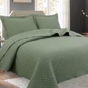 Legacy Decor 3 Pcs Bedspread Quilt Coverlet Stitched Pinsonic Reversible Oversized King / Cal-King Size Sage Color