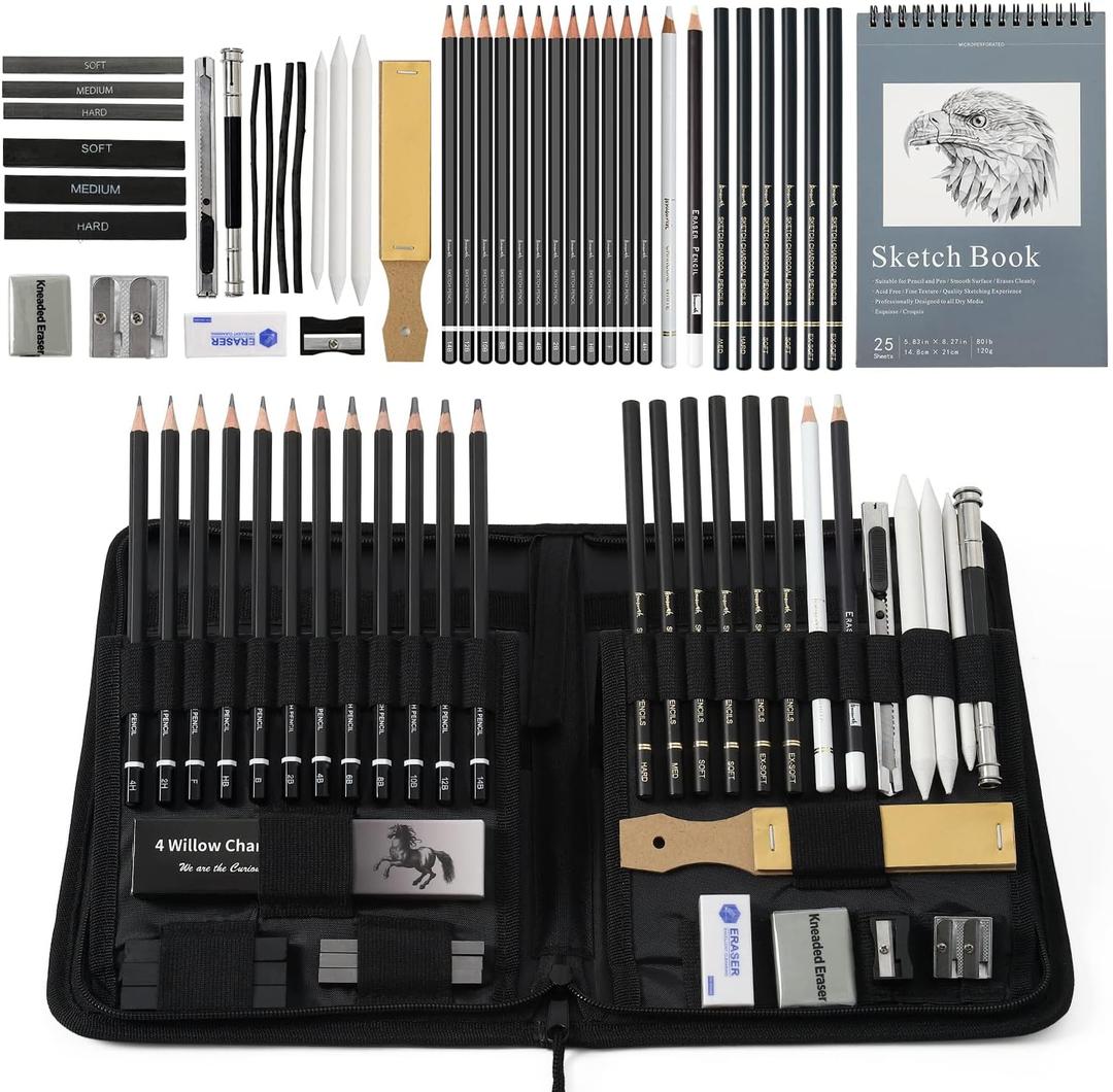 42 Pack Drawing Set Sketching Kit, Pro Art Sketch Supplies with Sketchbook, Include Graphite Pencil, Charcoal Pencil, Sharpener, Eraser Art Supplies for Artists Adults Teens Beginner