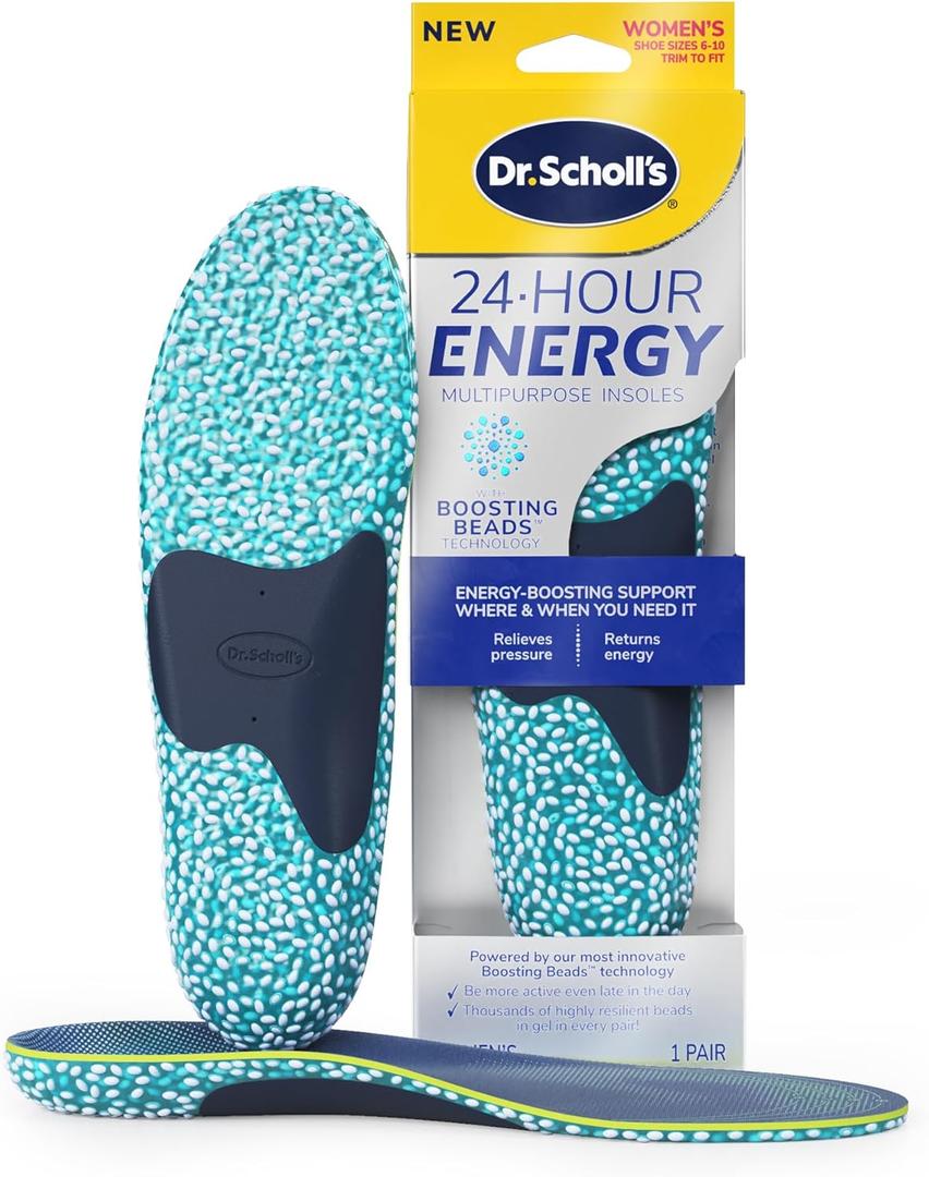 Dr. Scholl's 24-Hour Energy Multipurpose Insoles, Returns Energy with Every Step, Relieves Foot Pressure & Tired Achy Feet, Memory Foam & Gel Insert, Women's Shoe Size 6-10, 1 Pair