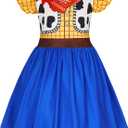 Eledobby Jessie Toy Story Costume Girls Toddler Buzz Lightyear Dress Woody Costume Christmas Birthday Gift Princess Dress Up (120 4-5T, Blue)