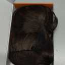 Haloo Brown Short Bob Wigs with Bangs Shoulder Length Wavy Layered Flipped Ends Natural Looking Medium Synthetic Hair Wig for Women Daily Party, 14 Inch Brown with Highlights