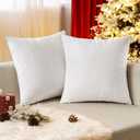 EMEMA Pack of 2 Velvet Throw Pillow Covers Decorative Square Pillowcase Soft Solid Cushion Case for Sofa Bedroom Chair Car 24x24 Inch White