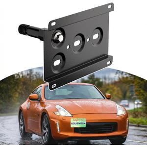 Front License Plate Bracket Compatible with Nissan 370Z Juke Rogue Infiniti FX JX QX G37 Q60 No Drill Tow Hook License Plate Holder, Car Tag Frame, Bumper Relocator Adapter Kit