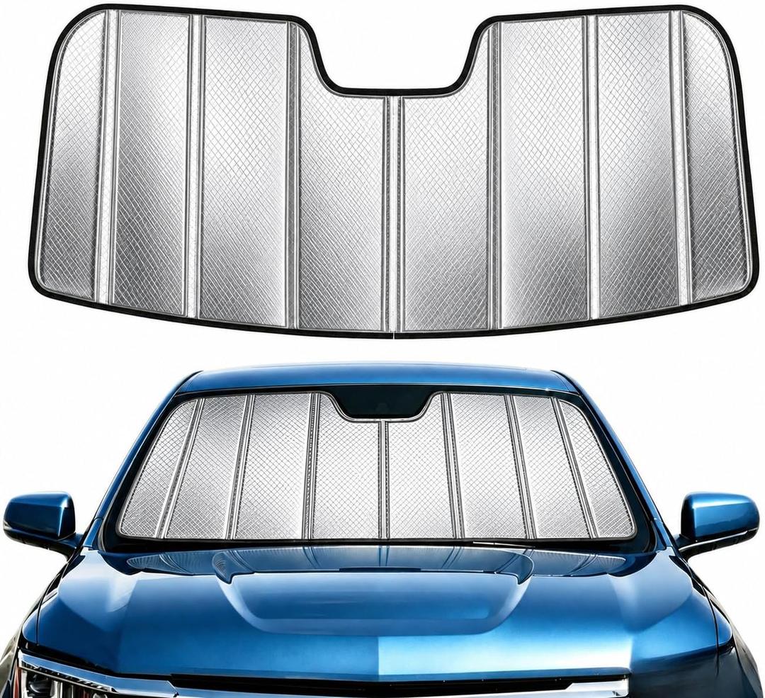 Windshield Sun Shade for Audi Q3 2019-2025, Foldable 3-Layer High Reflective Silver Sunshade, Blocks UV Rays & Reduces Cabin Heat