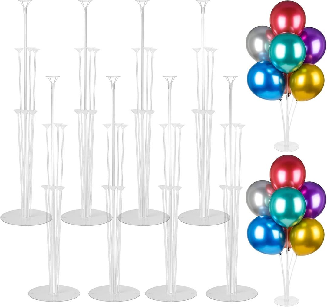 Voircoloria 8 Sets Balloon Stand Kits, Balloon Sticks Holder with Base for Table Graduation Birthday Baby Shower Gender Reveal Party Decorations
