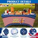 Chumia 6ft 4th of July Rectangle Tablecloth Stretch Spandex Hot Dog Patriotic Tablecloth 250th Anniversary USA Independence Day Table Cover American Flag Table Cloth for 4th of July Party Decorations