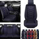 OASIS AUTO Car Seat Covers Premium Waterproof Faux Leather Cushion Universal Accessories Fit SUV Truck Sedan Automotive Vehicle Auto Interior Protector Full Set (OS-004 Black) (Full Set, Black)