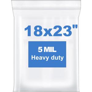 20 PCS 18" x 23" Thick 5 Mil Large Clear Zip Poly Bags Plastic Reclosable Zip Seal Lock Bags Heavy-Duty Clothing T-Shirts Shoes Toys Zipper Bag