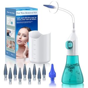 Ear Wax Removal, Ear Cleaner, Ear Cleaning Kit, FSA HSA Eligible, Manual Ear Irrigation Flushing System, Ear Wax Removal Kit, Safe and Effective to Clean Ear Built Up Wax