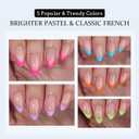 BTArtboxnails XCOATTIPS French Gel Nails - French Tip Press on Nails, Short Almond Nail Tips, Bright Pastel Soft Gel Nails False Nail, Soak Off Acrylic Fake Nails Art Extensions