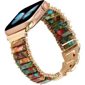 Bracelet Bands Compatible with Apple Watch Band 38/40/41mm,Women Natural Stone Handmade Healing Bead Ethnic Boho Strap Yoga Jewelry Wristband for iWatch 9 8 7 6 5 4 3 2 SE Ultra