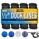 Boat Dock Lines, 1/2 Inch Braided Nylon Rope, 25 ft Mooring Marine Docking Lines with Loop, Black, 4 Pack