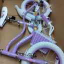 Bixike Princess Style Girls Bike with Basket for 2-13 Years Old Kids and Toddlers, 12 14 16 18 Inch Bicycle for Children with Training Wheels and Streamers, 20 Inch with Kickstand, Multiple Colors (Purple)