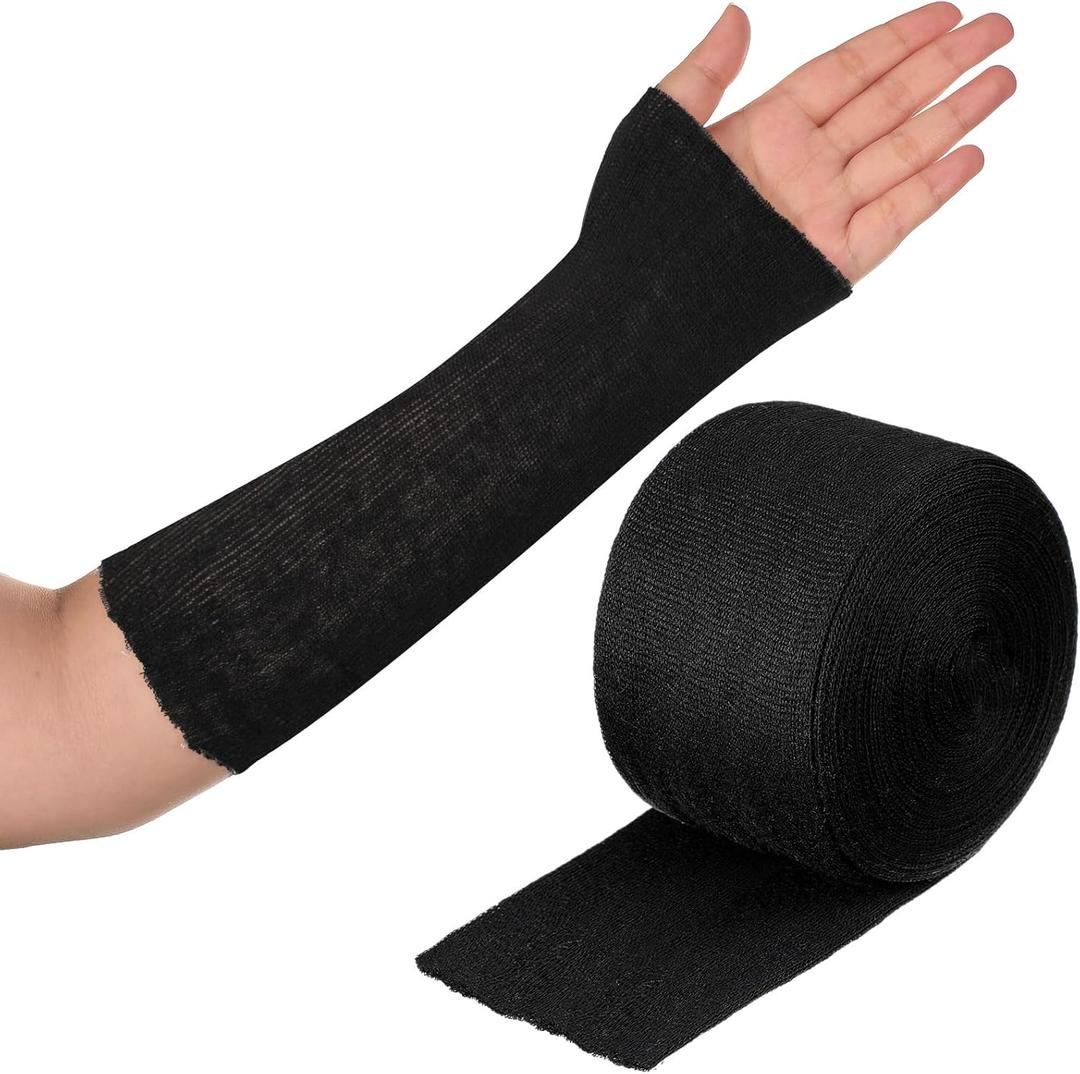 Nuanchu Cotton Stockinette Tubular Elastic Bandage Cast Sleeve Roll Elastic Wrap Tube Bandages Comfortable Cast Stockinette for Arm Leg Knee Prewrap(Black,4 Inch X 5.47 Yard)