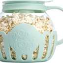 Ecolution Patented Micro-Pop Microwave Popcorn Popper with Temperature Safe Glass, 3-in-1 Lid Measures Kernels and Melts Butter, Made Without BPA, Dishwasher Safe, 3-Quart, Aqua