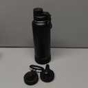 CIVAGO 40 oz Insulated Water Bottle With Straw, Stainless Steel Sports Water Cup Flask with 3 Lids (Straw, Spout and Handle Lid), Double Walled Travel Thermal Canteen Mug, Midnight Black