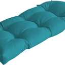 Arden Outdoor Wicker Settee Cushion, 41.5 x 18, Rain-Proof, Fade Resistant Lake Blue Leala