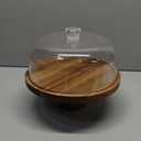 Cake Stand with Lid, Multi-Functional 12in Round Cake Holder, Acacia Wood 2-in-1 Dessert Table Display Set, Charcuterie Board for Cheese ,Fruit Platter, Large Acrylic Cake Dome Cover