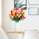 Sggvecsy 15 Pcs Fake Tulips Artificial Flowers Real Touch PU Faux Flowers Tulip Stems for Wedding Spring Bouquet Floral Arrangement Home Office Party Decorations for Mother's Day