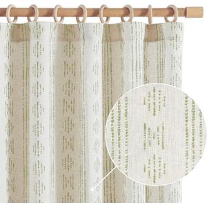 Jinchan Boho Curtains for Living Room Farmhouse Sage Green Curtains 84 Inch Length 2 Panels for Bedroom Geometric Striped Light Filtering Window Drapes Rod Pocket Sage Green on Beige