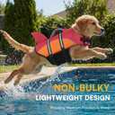Queenmore Dog Life Jacket Dog Life Vest for Swimming Boating in Pool Lake with Shark Fin, Rescue Handle, Leash Hook, Reflective Strip,Ripstop, Large
