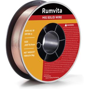 Mig Welding Wire - ER70S-6 .035"(0.9 mm)- 10 Pound Spool - Mild Steel MIG Solid Welding Wire,Low Splatter and High Levels of Deoxidizers 1PCS