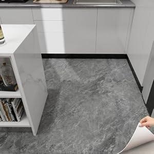 auxua Marble Pattern 24"x 24" Peel and Stick Floor Tiles (Large Format), Grey 12 Tiles/Pack - Covers 48 Sq Ft, Scratch-Resistant & Waterproof Floor Tiles Planks for Bathroom Kitchen