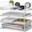 Harloon 4 Tier Paper Organizer Letter Tray Acrylic Desk File Organizer Heavy Duty Stackable Documents Clear Letter Paper Holder Sorter Office Tray for A4, Office Classroom Home File Pad Notebooks (12.4 x 8.7 x 2.7 Inches, Transparent)